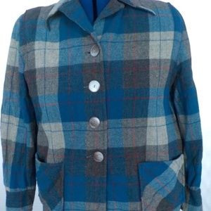 Vintage Blue/Gray Plaid Pendleton Wool Jacket